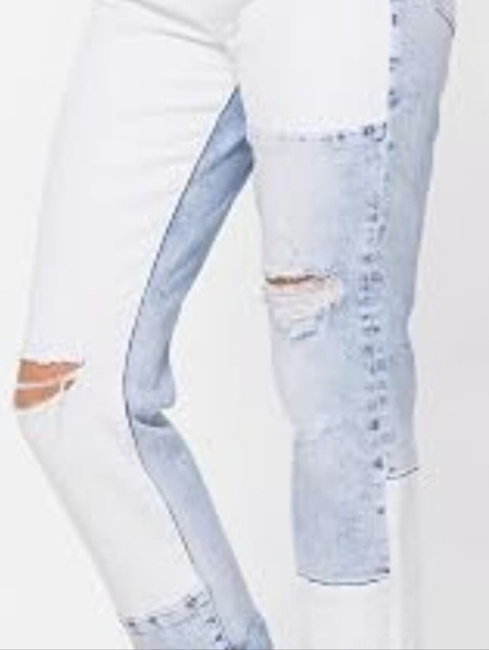 FLYING MONKEY Two-Tone Panel Jeans, White/Light Wash Denim, EUC (1 Wear), Sz 25